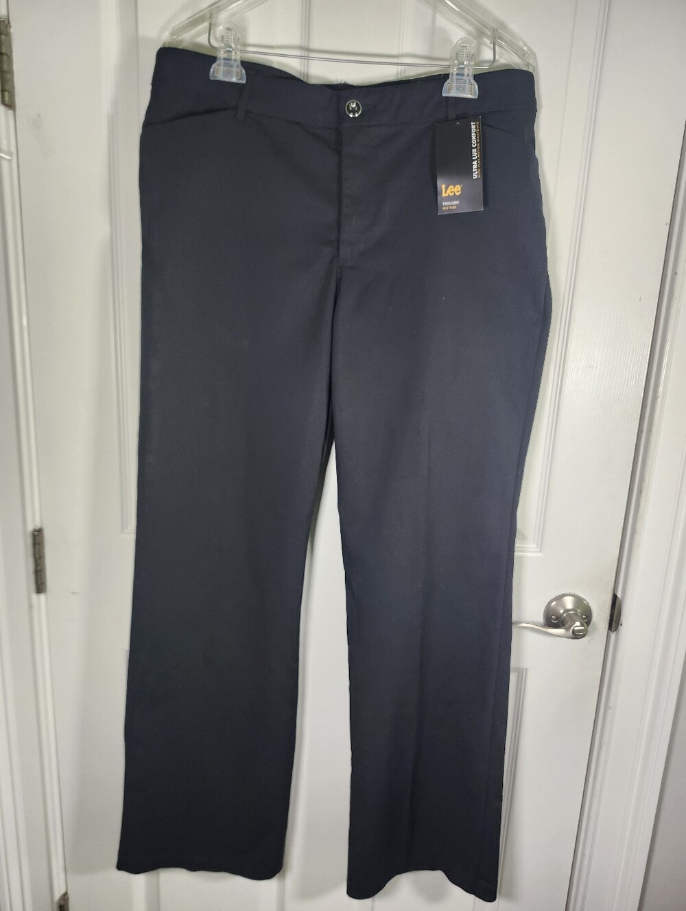 Lee Black Ultra Luxe Mid Rise Flex Motion Reg Fit Work Trousers Pants S 16R NWT
